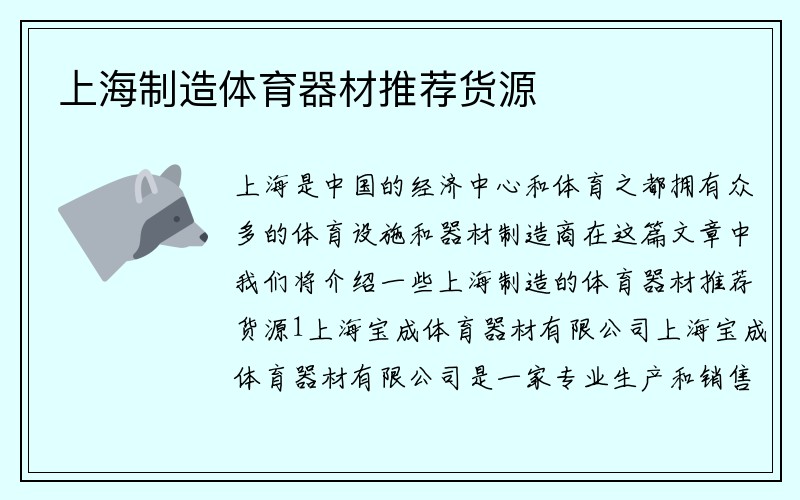 上海制造体育器材推荐货源